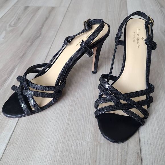 kate spade Shoes - KATE Spade Debbie Snake Embossed Slingback Strappy Heel Sandals Sz 9.5